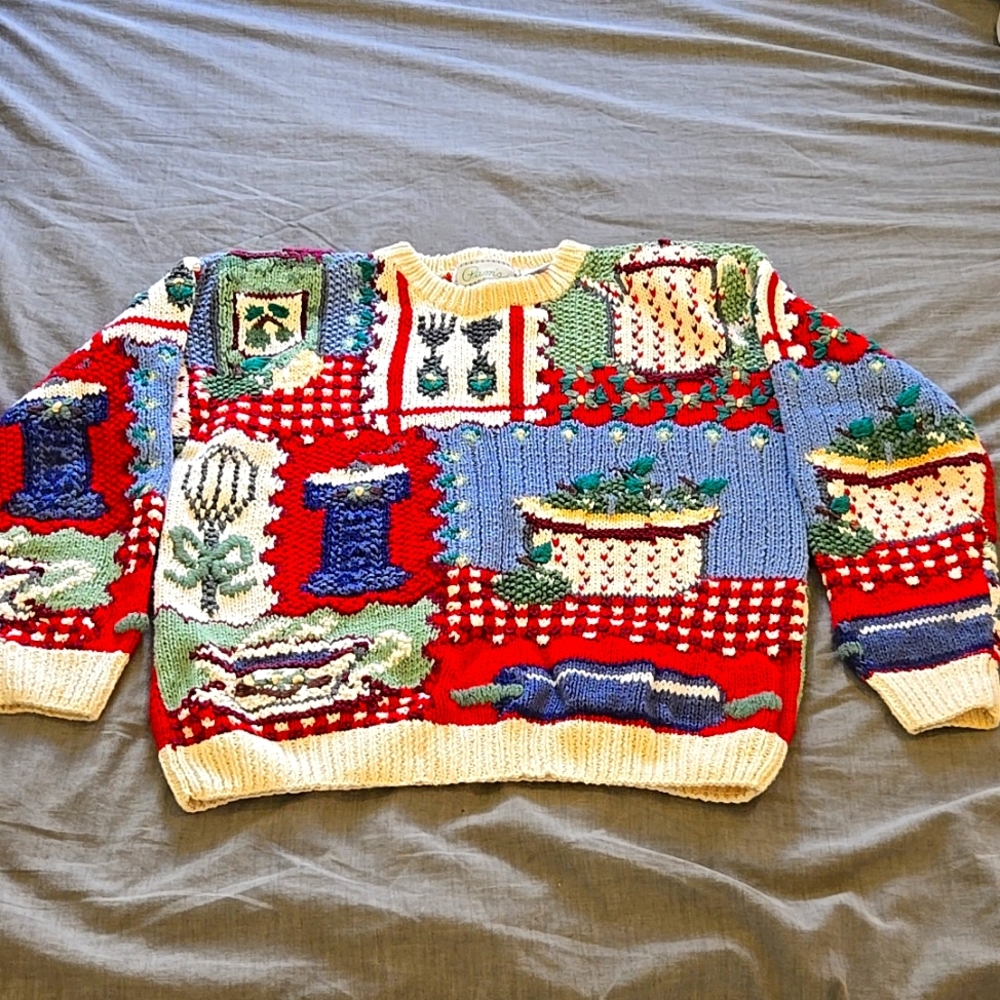 Vintage 'Ugly Christmas Sweater' - Petite Small - Kitchen Themed